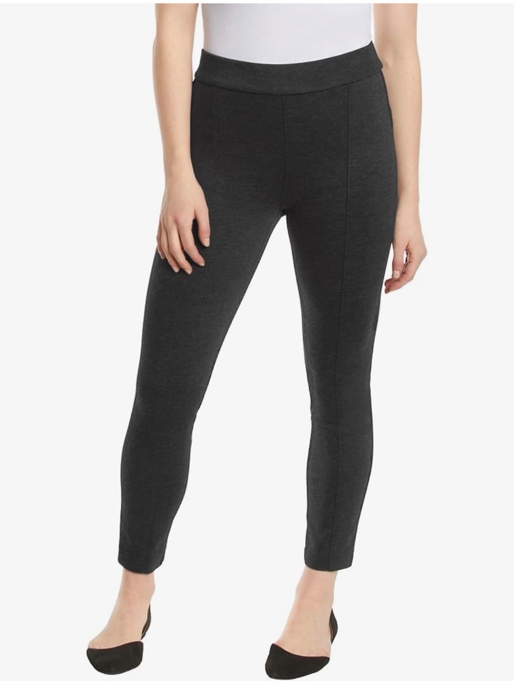 Anne Klein Dark Charcoal Tummy Control Ponte Ankle Pants